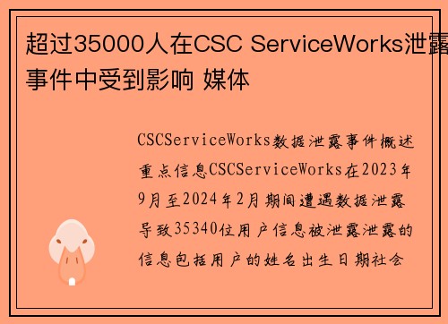 超过35000人在CSC ServiceWorks泄露事件中受到影响 媒体