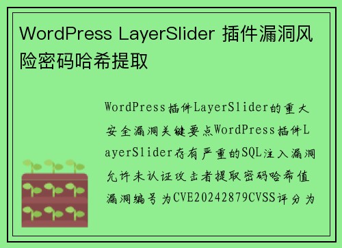 WordPress LayerSlider 插件漏洞风险密码哈希提取 